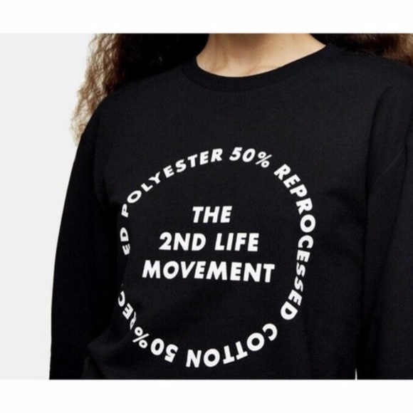 TopShop The 2nd Life Movement Sweatshirt Size 2 - Picture 3 of 6